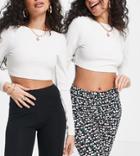 Only Petite Exclusive 2 Pack Legging Shorts In Black And Floral-multi