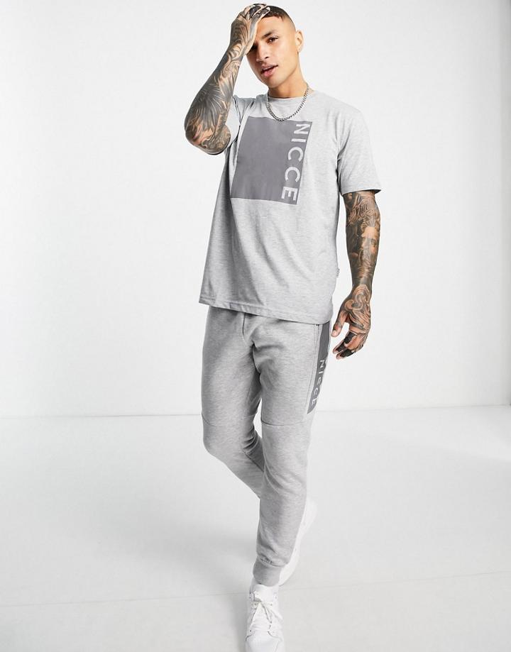 Nicce Cube Box Print T-shirt In Gray-grey