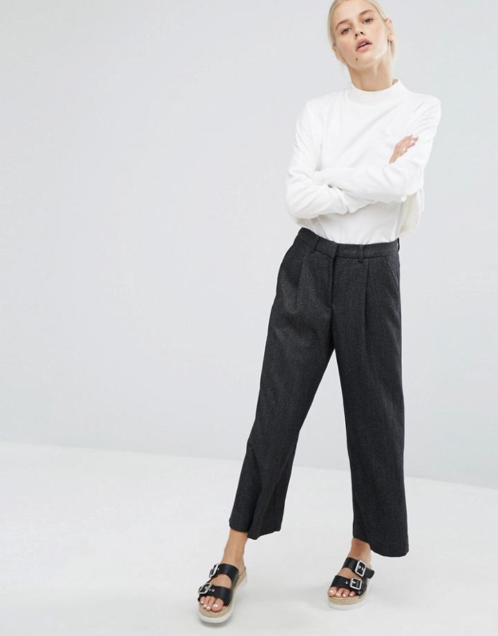 Monki Wide Cropped Pant - Gray