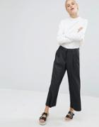 Monki Wide Cropped Pant - Gray