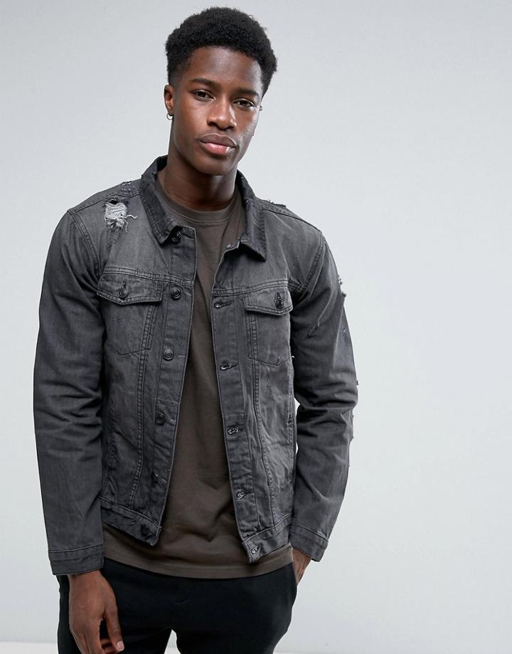 Brave Soul Denim Jacket - Gray