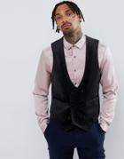 Asos Design Skinny Suit Vest In Black Velvet