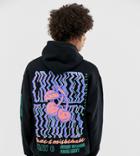 Crooked Tongues Oversized Hoodie With Cherry Rave Print-black