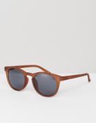 Asos Round Sunglasses In Frosted Brown - Brown