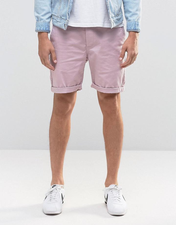 Asos Slim Chino Shorts In Purple - Purple