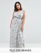 Koko Plus Wrap Maxi Dress In Floral Print - Gray