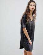 Asos Pu Mini Shift Dress - Black