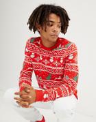 Only & Sons Christmas Sweater With Novelty Fairisle - Red
