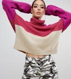 Prettylittlething Color Block Roll Neck Sweater In Multi - Multi
