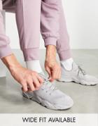 Asos Design Knitted Runner Sneakers With Chunky Sole In Light Gray-grey