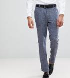 Asos Tall Slim Suit Pants In Blue Flecked Wool Blend - Blue