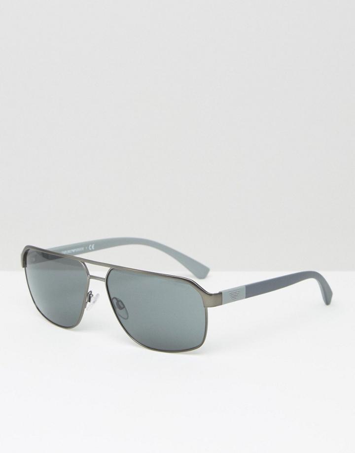 Emporio Armani Square Aviator Sunglasses - Silver