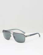 Emporio Armani Square Aviator Sunglasses - Silver