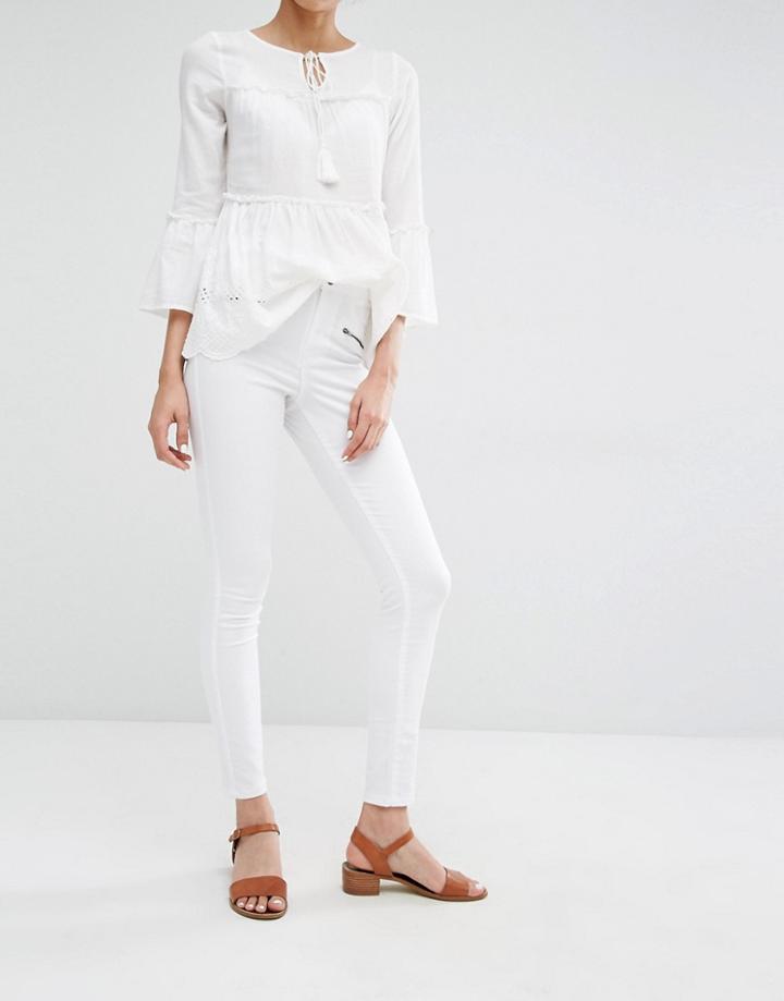 Vero Moda Zip Detail Skinny Jeans - White