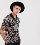 Asos Design Relaxed Polo With Metallic Baroque Print