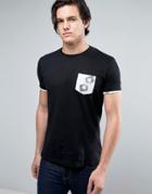 Brave Soul Bullet Print Pocket T-shirt - Black
