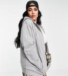 Asos Design Curve Ultimate Organic Cotton Zip Through Hoodie In Gray Heather-grey