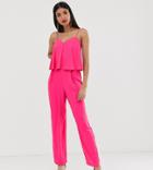 Asos Design Tall Double Layer Cami Peg Jumpsuit - Pink