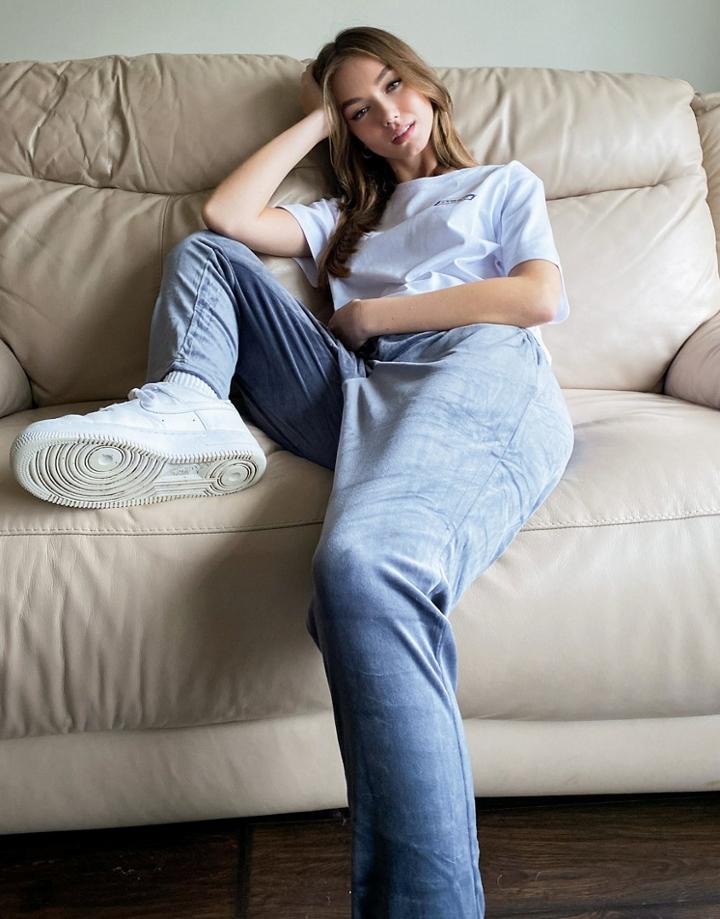 Noisy May Slim Velvet Co-ord Sweatpants In Gray-blue