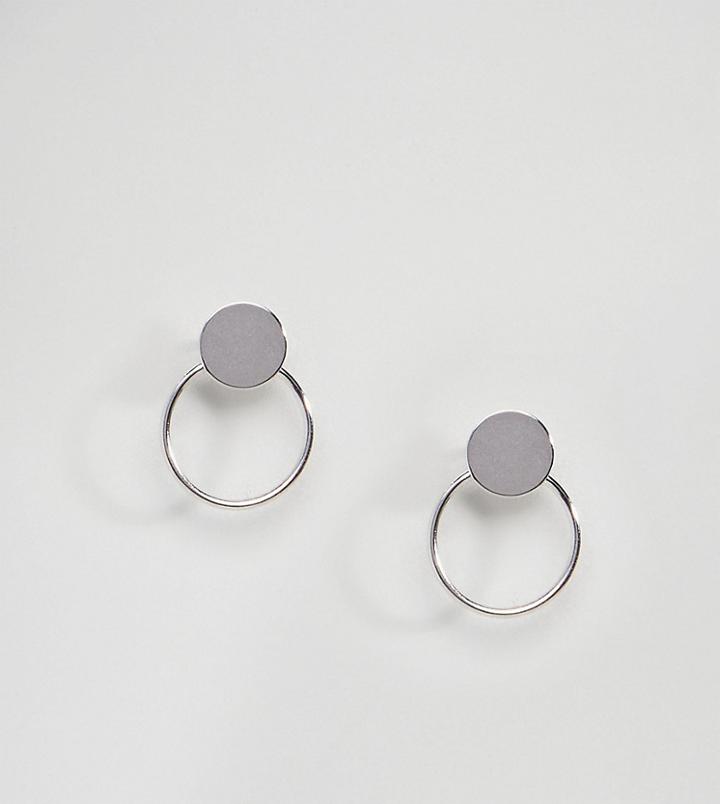 Designb London Sterling Silver Double Circle Earrings - Silver