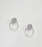 Designb London Sterling Silver Double Circle Earrings - Silver