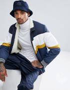 Asos Fleece Lined Track Jacket In Color Block - Blue