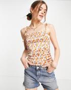 Topshop Ditsy Print Slim Fit Satin Cami Top In Multi - Part Of A Set