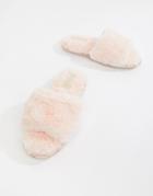 Head Over Heels By Dune Fluffy Pink Slider Slippers - Pink