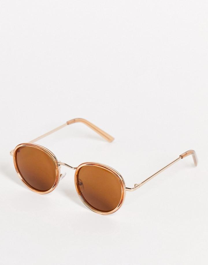 Aj Morgan Unisex Round Sunglasses In Amber-orange