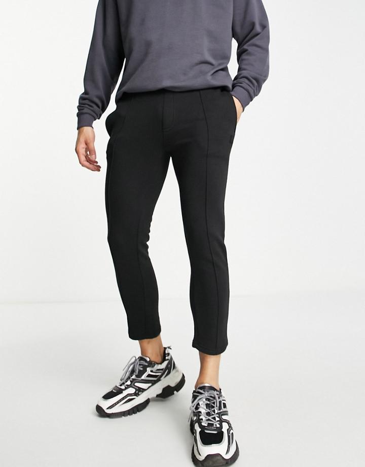 Soul Star Tapered Pin Tuck Sweatpants In Black