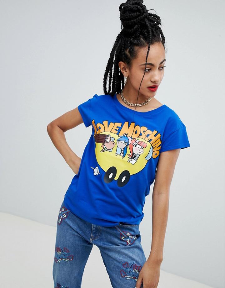 Love Moschino Lovebus Print T-shirt - Blue