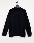 Bershka Oversized Sweater With Crew Neck In Black