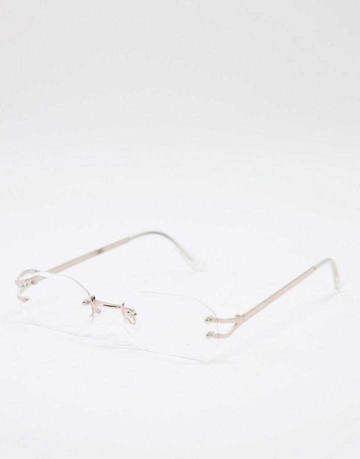 Asos Design 90's Rimless Fashion Glasses With Clear Lens