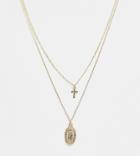 Reclaimed Vintage Inspired Cross And St Christopher Multirow Necklace-gold