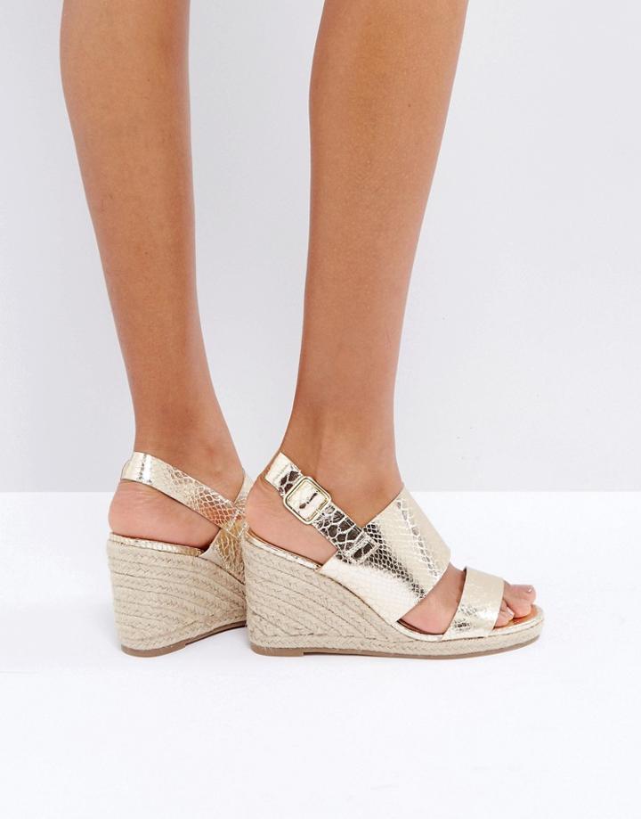 London Rebel Espadrille Wedge Sandal - Gold