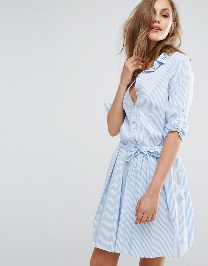 Boss Orange Pinstripe Shirt Dress - Blue