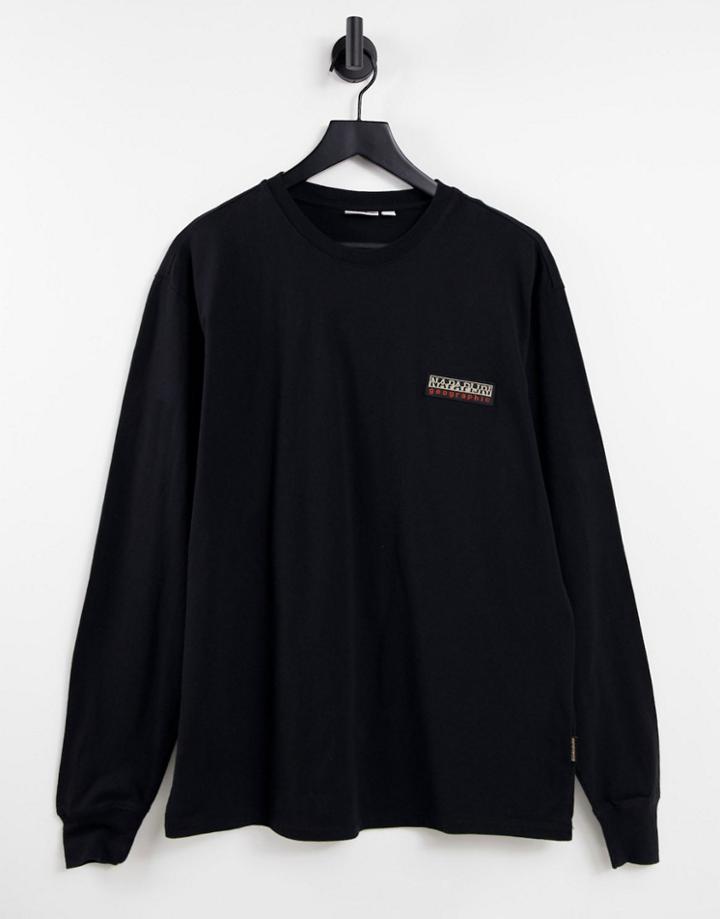 Napapijri Patch Long Sleeve T-shirt In Black
