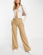 Mango Tailored Wide Leg Pants In Camel - Part Of A Set-neutral