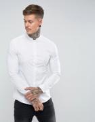 Asos Skinny Shirt With Manderin Collar - White