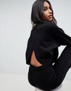 Asos Design Lounge Cross Back Open Sweat Top - Black