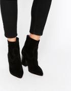 Asos Enzu Leather Pointed Western Boots - Black