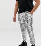 Asos Design Plus Skinny Jeans In Leather Look Snake Skin - Black