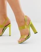 Truffle Collection Neon Clear Strap Heeled Sandals-green