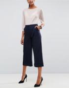 Asos Mix & Match Culotte With Clean Turn Up - Navy