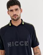 Nicce Polo With Large Logo In Black - Black