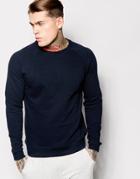 Asos Sweatshirt With Crew Neck & Raglan Sleeves - Navy