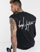 Asos Dark Future Tank In Black With Back Print Logo