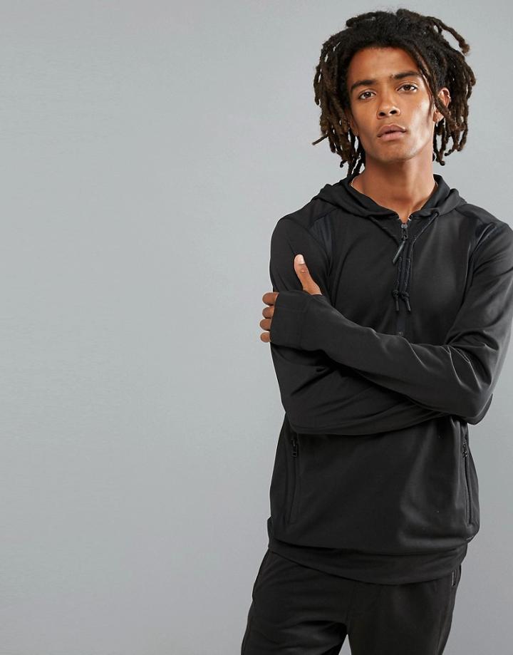 O'neill Activewear Force Half Zip Hoodie Hyperdry In Black - Black