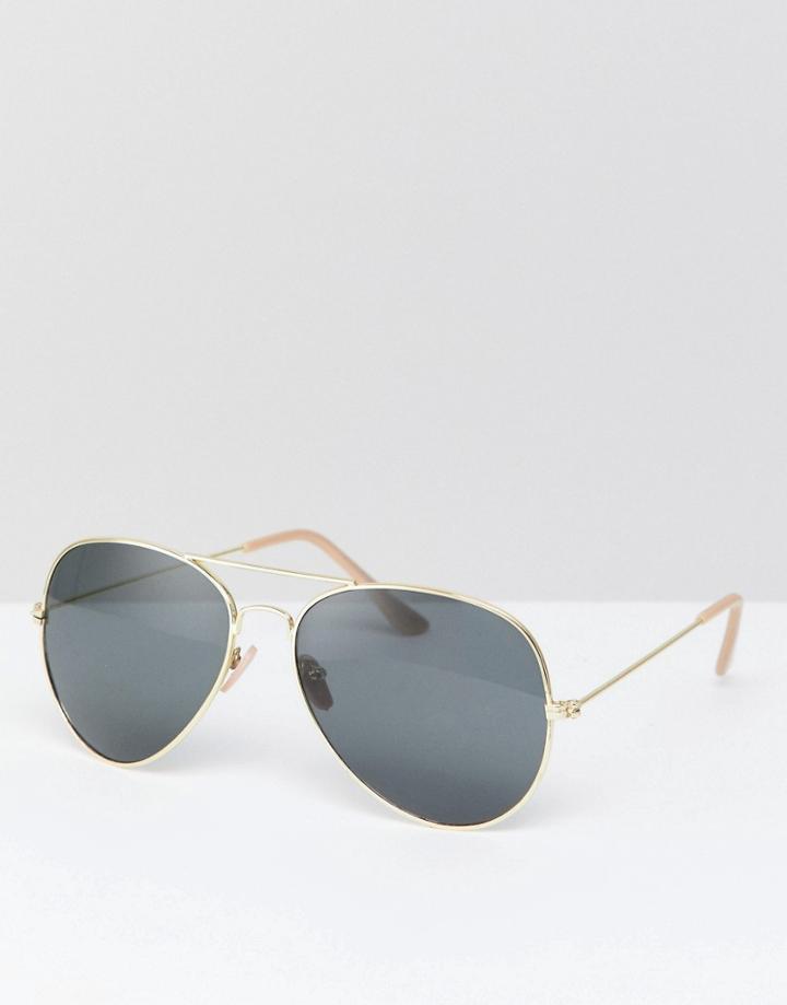 Reclaimed Vintage Inspired Aviator Sunglasses In Gold Exclusive To Asos - Gold
