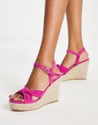 Glamorous Espadrille Wedge Sandals In Hot Pink Micro
